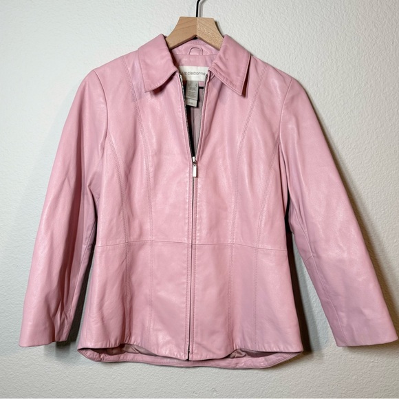 Liz Claiborne Jackets & Blazers - Liz Claiborne Pink Leather Jacket Bubblegum Jacket S Small #27A